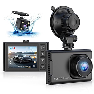 NEXPOW 1080P Front + 720P Rear Car Dual Dash Cam w/ Night Vision, 3" LCD, G-Sensor & Loop Recording $18 + Free Shipping w/ Walmart+