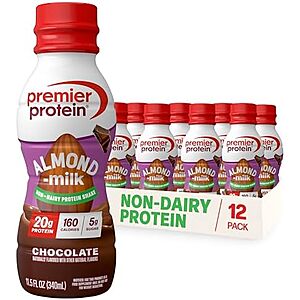 [Prime, SnS] $16.99 | 12-Pack 11.5-Oz Premier Protein Almondmilk Plant Based Protein Shake (Chocolate) at Amazon