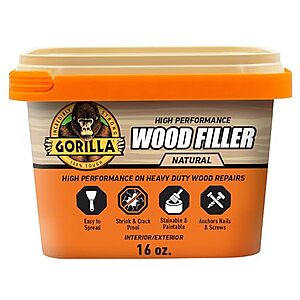 [AC] $7.51* | 16-Oz. Gorilla All Purpose Interior/Exterior Wood Filler Repair (Natural Finish) at Amazon