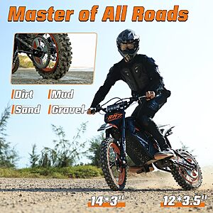 WindoneRide RM7 Electric Dirt Bike for Adults & Teens, 2200W Peak Ebike, 48V 22.5Ah, 37 MPH, 45 Miles, 14"/12" Tire Off-Road Electric Motorcycle, Graffiti Wild $1092.46