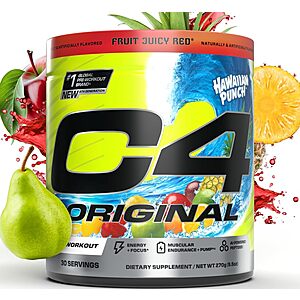 [Prime] C4 Original Pre-Workout 30 Servings (Hawaiian Punch Fruit Juicy Red) $14.69 w/ S&S + Free Shipping
