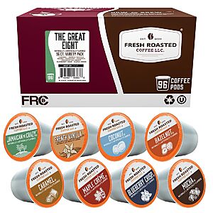 Fresh Roasted Coffee, The Great Eight, Flavored Coffee Pod Variety Pack, K-Cup Compatible, 96 Count~$20.91 After Coupon & S&S @ Amazon!
