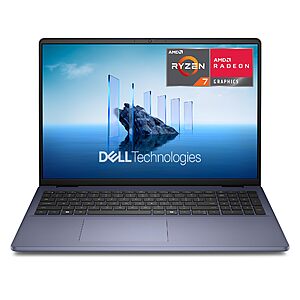 Dell 16 Laptop DC16256-16.0-inch 16:10 FHD+, AMD Ryzen 7 250, AMD Radeon Graphics, 16GB Memory, 1TB SSD, Fingerprint Reader, Windows 11 Home $729.99