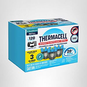 120-Hr Refill Thermacell E-ZoneGuard Mosquito Repellent Refill with 20-Foot Zone of Scientifically Proven Outdoor Protection; Rechargeable; Bug Spray Alternative; $39.64