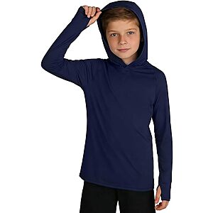 Boys Rash Guard Hoodie Long Sleeve Swim Shirt UPF 50+ Sun Protection Fishing Shirts - 7-16 yrs - $5.99