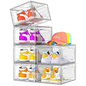 Prime: 6-Pack 7 code Stackable Shoe Storage Boxes w/ Magnetic Door (13.5" x 10.5" x 7.2") $30.76 + Free Shipping