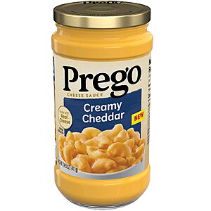 Prego Creamy Cheddar Cheese Sauce, 14.5 oz Jar~$1.74 After Coupon & S&S @ Amazon
