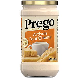 Prego Artisan Four Cheese Alfredo Pasta Sauce, 14.5 oz Jar~$1.74 After Coupon & S&S @ Amazon