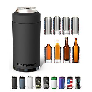 Frost Buddy Can Cooler - Fits All 12 & 16 oz Cans or Slim Bottles - Multiple Colors - Insulated Double-Walled Stainless Steel - $19