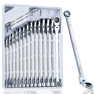 toolant 16PCS Extra Long Ratcheting Wrench Set, Gift for Men, Flex Head