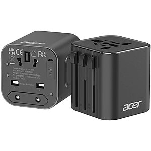 [Prime] 2-Pack Acer US to Europe Universal Type C/G/A/I Travel Plug Adapter $6.99 ($3.49 each) + Free Shipping