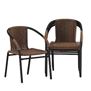 $79.98: Flash Furniture Lila Modern Rattan Dining Chairs, Stacking Rattan Bistro Chairs, Set of 4, Brown