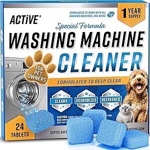 24-Count ACTIVE Enzymatic Washing Machine Cleaner Tablets for Pet Owners $14.38 + Free Shipping w/ Prime or on $35+