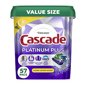 57-Ct Cascade Platinum Plus Dishwasher Pods (Lemon) $14.52 w/ S&S + Free Shipping w/ Prime or on $35+