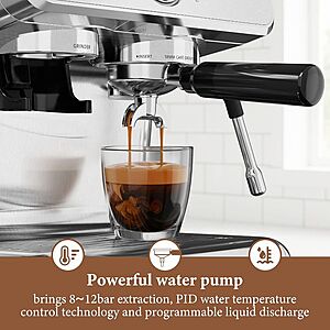 $282 Target sold by ZAFRO  20 Bar Espresso Machine with Grinder, Automatic Espresso Maker with PID Control & Milk Frother Steam Wand, Removable Water Tank