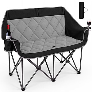 SUNSPIRE Double Oversized Camping Chair Folding Loveseat Padded with Cup Holder (Black And Grey) free shipping on $35+ or Target Circle 360 for $24