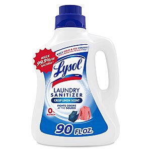 Lysol Laundry Sanitizer Additive, Bacteria-Causing Laundry Odor Eliminator, Detergent Additive, Crisp Linen, 90oz $6.49
