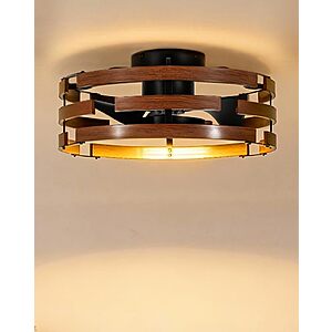 Prime Members: Roomratv Fandelier Ceiling Fan w/ Light, 20" Flush Mount Metal Caged Enclosed Blades Ceiling Fan with Remote $94.98