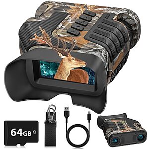 Prime Members: WOSPORTS 4K Night Vision Goggles: 16MP, up to 80x Magnification, 10X Optical & 8X Digital Zoom, 1315FT Vision 64GB TF Card, 3" Screen, 5000mAh $99.9