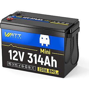 WattCycle 314Ah Mini non BT LiFePO4 Battery Prime Day sale - $450 after coupon