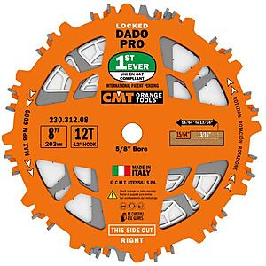 CMT Orange Tools 8" Locked Dado Pro Blade Set, 12-Teeth, FTG + ATB Grind Kerf $129.99