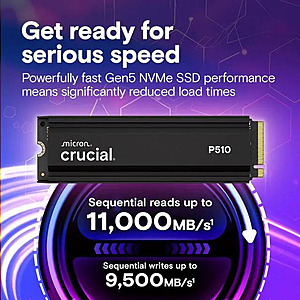 Crucial P510 1TB Gen5 NVMe SSD with Heatsink $180 at Newegg