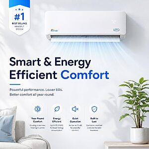 Senville LETO Series Mini Split Air Conditioner Heat Pump, 24000 BTU 208/230V, Inverter, Works with Alexa, 2 Ton, White $911.99