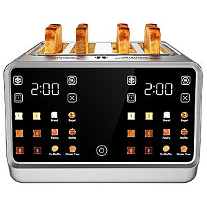 4 Slice Toaster with Dual Touchscreen, 1800W Stainless Steel Dual Zone Independent Control Extra Wide Slot 1.5 Inch, Smart BreadID Timer for Bagel Waffle, Kitchen Essentials $85.49