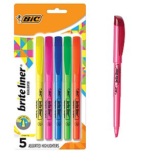 5-Count BIC Brite Liner Chisel Tip Highlighters (Assorted Colors) $1.70 w/ S&S + Free Shipping