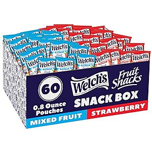 [Prime, SnS] $7.43* | 60-Pack 0.8oz. Welch's Fruit Snack Bags (Mixed Fruit & Strawberry) at Amazon