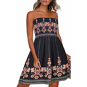 Prime Members: CHICGAL Women's Strapless Boho Floral Sundress (Red) $14.24 + Free Shipping