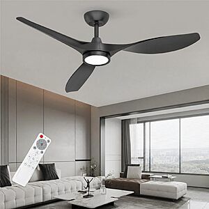 Prime Members: Roomratv 55" Ceiling Fans with Lights, with Remote Control, Quiet Noiseless Reversible DC Motor 6 Speeds $69.99