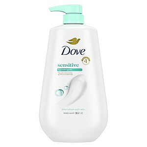 [S&S] Dove Body Wash with Pump Sensitive Skin For 24hr Lotion-Soft Skin Moisturizing Skin Cleanser Gentle Hypoallergenic Formula with No Sulfates No Parabens 30.6 oz $6.92