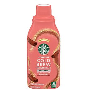 Prime: 32-Oz Starbucks Cold Brew Coffee Concentrate (Sweetened Brown Sugar Cinnamon) $5 + Free Shipping