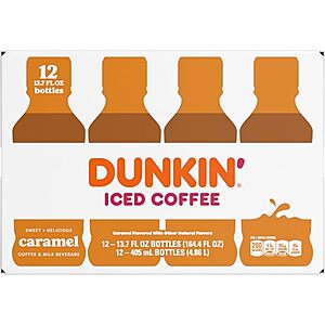 [SnS, AC] $24.04 | 12-Pack 13.7-Oz Dunkin' Caramel Iced Coffee Bottle at Amazon