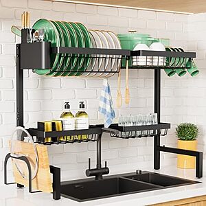 $19.99* | Kitsure Adjustable Over Sink Dish Rack (30" to 33.9", 21.5" H) at Amazon