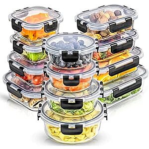 [Prime] $31.36* | 24-Piece JoyJolt JoyFul Borosilicate Glass Airtight Food Storage Containers w/ Lids at Amazon