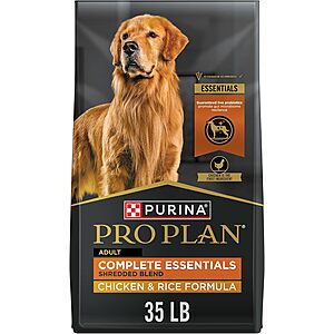 [Prime] 35-Pound Purina Pro Plan Complete Essentials Shredded Blend Chicken & Rice Dog Food w/ Probiotics $50.71 w/ S&S + Free Shipping