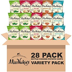 Miss Vickie's Kettle Cooked Potato Chips, Variety Pack, 1.375 Ounce (Pack of 28)~$11.57 With S&S @ Amazon