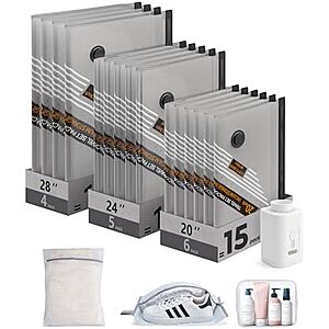 [Prime] $16.99* | 18-pk BAGSMART Vacuum Storage Bags w/ Rechargeable Pump at Amazon
