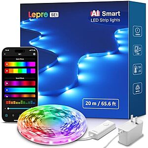 [Prime] $14.56* | 65.6' Lepro SE1 RGB Wi-Fi & Bluetooth AI Smart LED Light Strips at Amazon