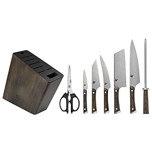Shun Kanso 8 Piece Block Set, Includes 8" Chef's, 3.5" Paring, 7" Utility, 6.25” Boning Fillet Knife & More, Handcrafted Japanese Knife Set, AUS10A Stainless Steel Blades, for $560