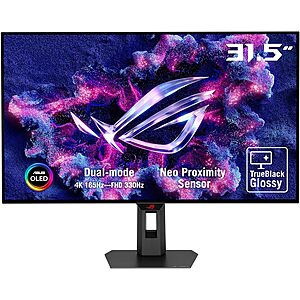 ASUS ROG Strix 32” 4K OLED Gaming Monitor XG32UCWG, (4K 165Hz, FHD 330Hz), 0.03ms $699