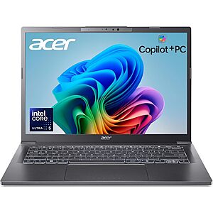 Acer Aspire 14 AI Copilot+ PC | 14" WUXGA Display | Intel Core Ultra 5 Processor 226V | Intel ARC 130V | 16GB LPDDR5X | 512GB SSD $479.99
