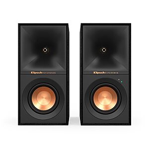 Klipsch Reference R-40PM Powered Bookshelf Speakers - 90-Degree x 90-Degree Tractrix Horn - Linear Travel Suspension - Sleek, Modern Appearance $309.36