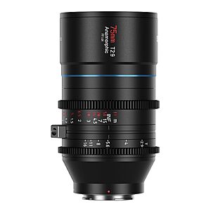 SIRUI 75mm T2.9 1.6X Full-Frame Anamorphic Lens Cinema Lens $399