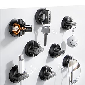 8-Count LISEN Magnetic/Adhesive Cord & Cable Holders (Black) $3.99 & More + Free Shipping w/ Prime or on $35+