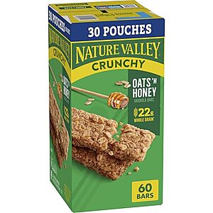 [Prime, SnS] $8.12* | 30-Count (60 Bars) Nature Valley Crunchy Granola Bars (Oats n' Honey) at Amazon