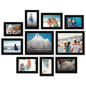 Set of 10 Picture Frames with Shatter-Resistant Glass - Gallery Wall Frame Set with Two 8x10, Four 5x7 and Four 4x6 Frames - Signature Collection - Black $13.99