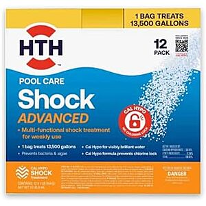 $36.16* | 12-Pk 1-Lb HTH Pool Care Shock Advanced Chemical at Amazon